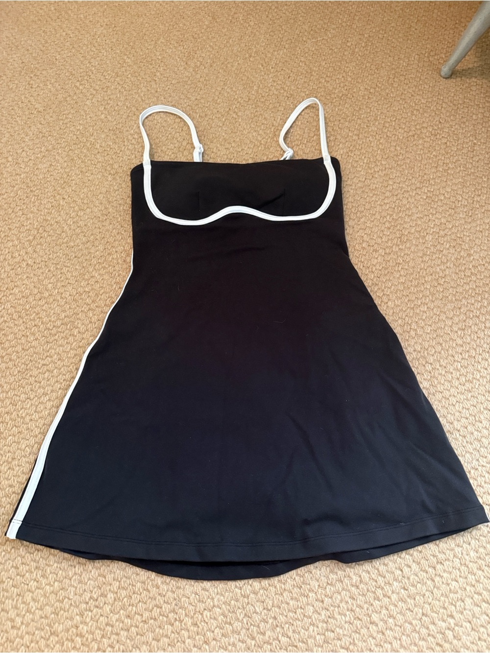 ALO Yoga Black Slip Dress with White Piping